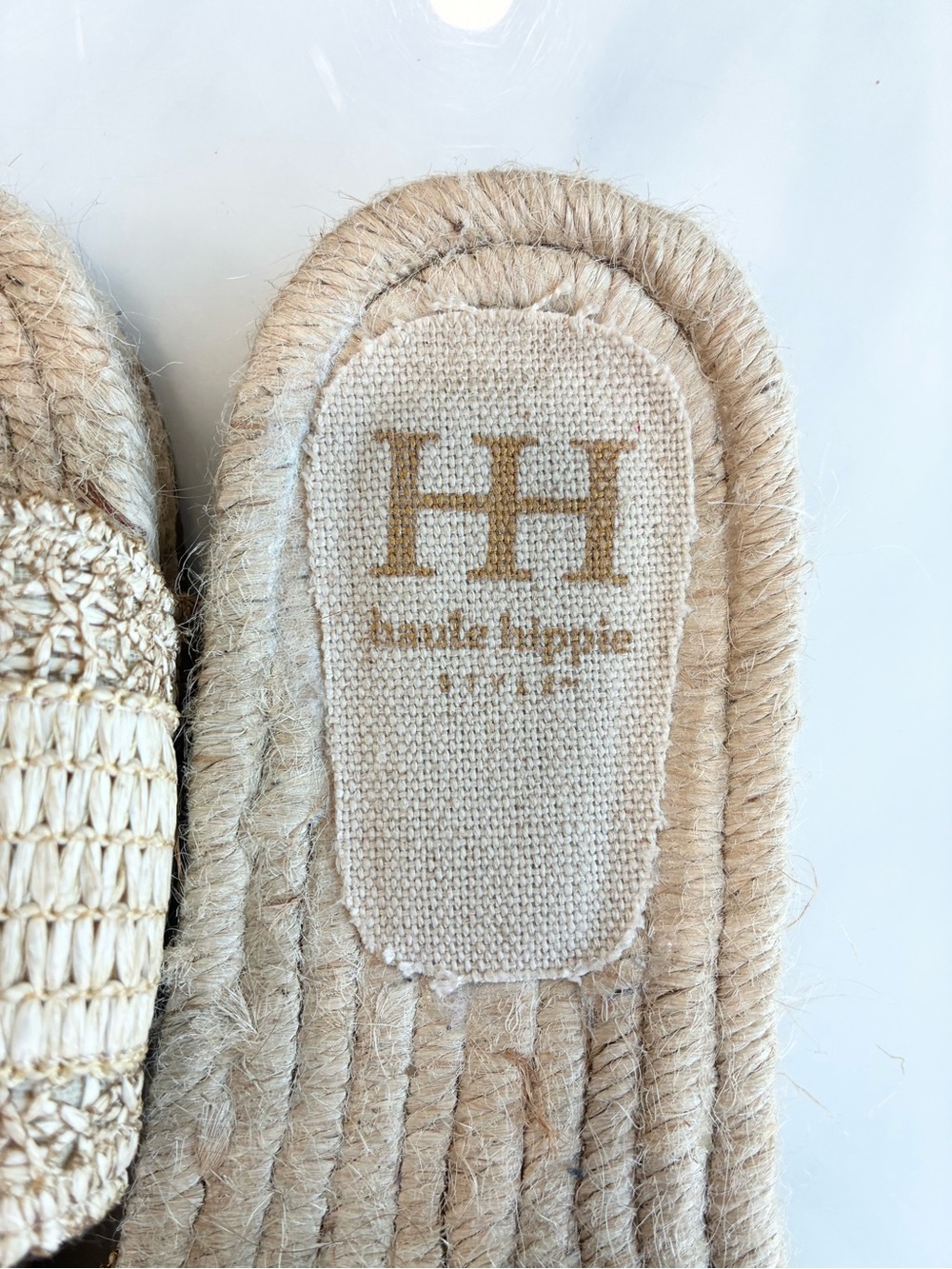 Beige Raffia Buckle Slide Sandals 8.5 - Picture 4 of 7